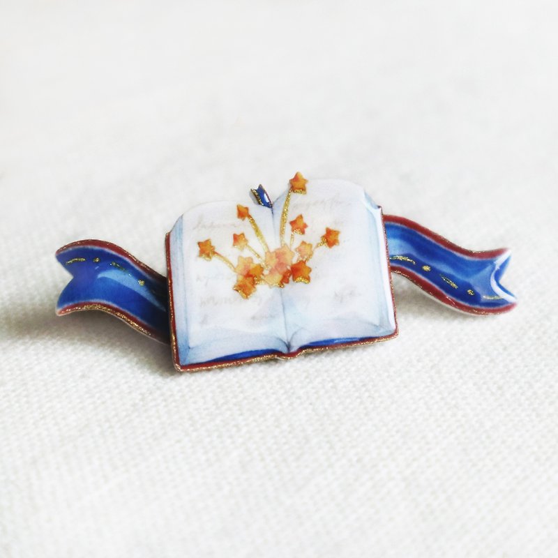 Wonderful story small book pin - Brooches - Plastic 