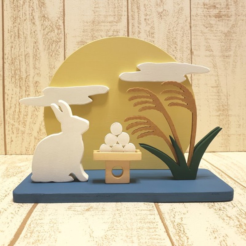 Jugoya moon and rabbit figurine - Items for Display - Wood 