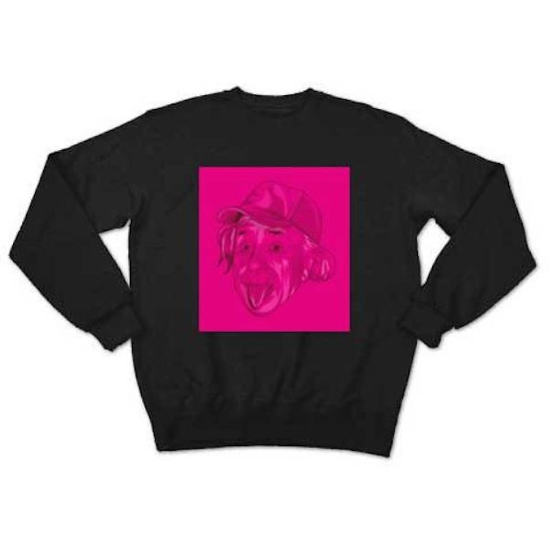 Einstein pink (sweat black) - เสื้อยืดผู้ชาย - ผ้าฝ้าย/ผ้าลินิน สีดำ