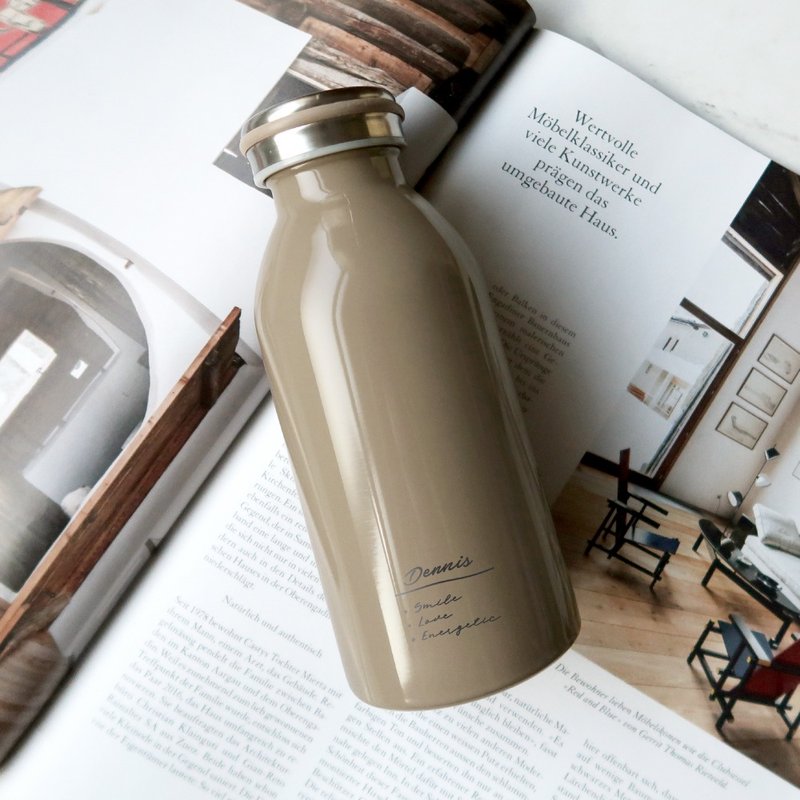 客製化 真空牛奶保溫瓶 350ml - 茶壺/茶杯/茶具 - 其他金屬 咖啡色