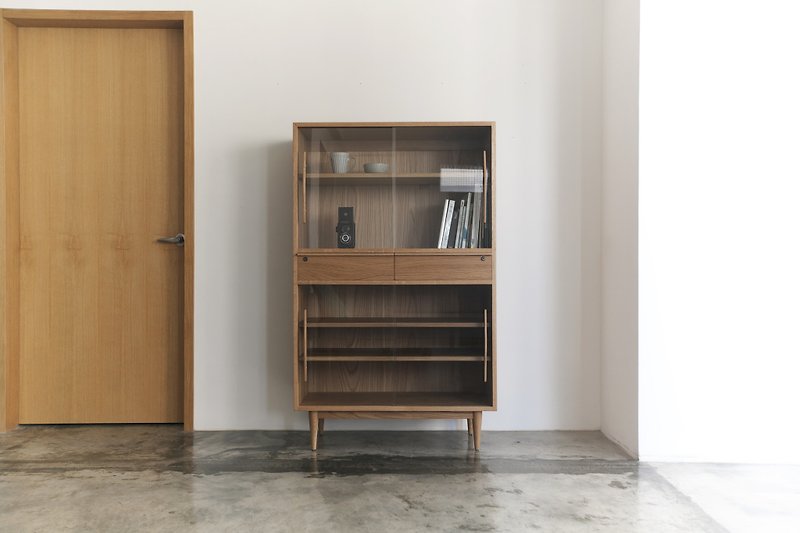 Frameless glass door storage display cabinet - Other Furniture - Wood Brown