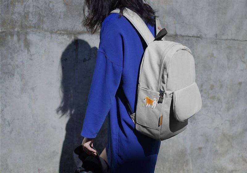 [Infant recommended] the most beloved share - Firewood rock gray canvas backpack - กระเป๋าเป้สะพายหลัง - ผ้าฝ้าย/ผ้าลินิน สีเทา