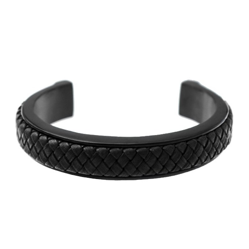 簡約編織皮革C型手環 Leather C-Type Bracelet - 手鍊/手鐲 - 其他金屬 