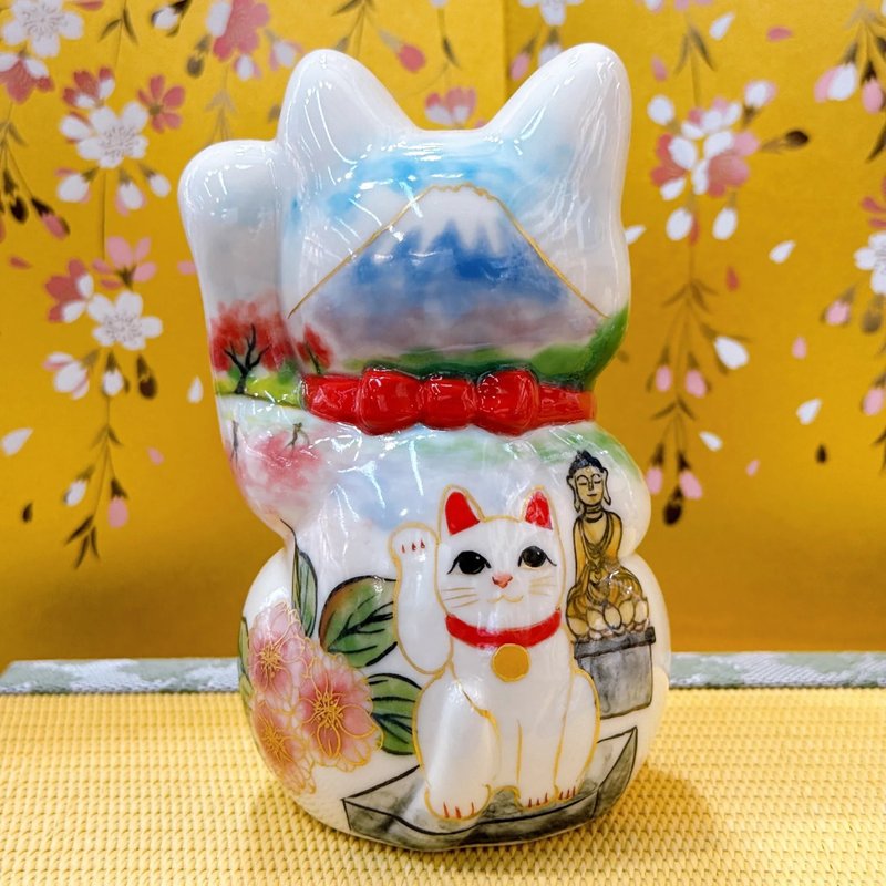 【櫻佛靈福】日本清水燒招財貓 | 仫繪 - 櫻佛貓 - 擺飾/家飾品 - 瓷 白色