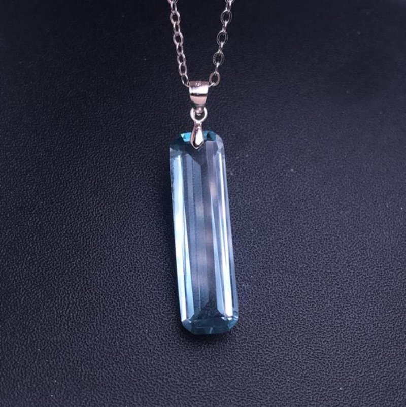 Aquamarine Necklace, Pointed Aquamarine Necklace, Natural Aquamarine - 項鍊 - 純銀 
