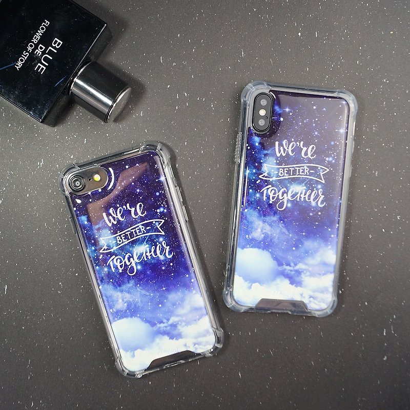 [We are together under the night sky] Anti-gravity anti-fall mobile phone case - Phone Cases - Plastic Blue