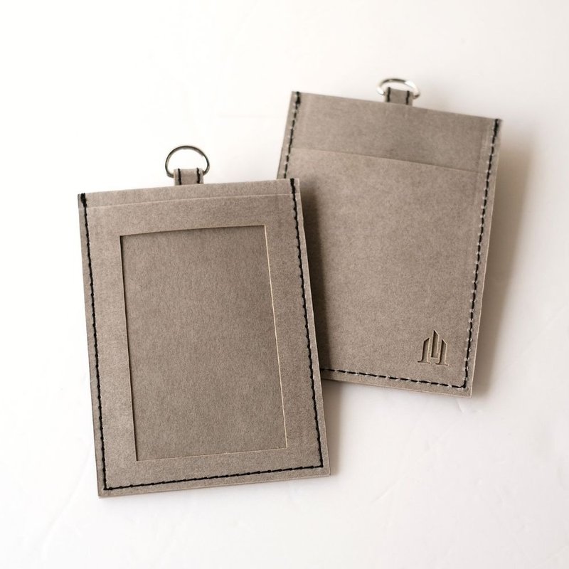 LOGINHEART | Double-sided sensor ID holder, wooden gray card does not interfere with craftsmanship, warranty - ที่ใส่บัตรคล้องคอ - กระดาษ 