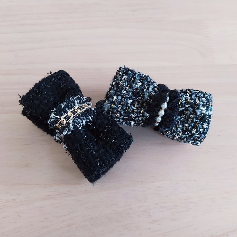 Delicate small fragrant wind hair bow banana clip 2 colors - Hair Accessories - Other Materials Black