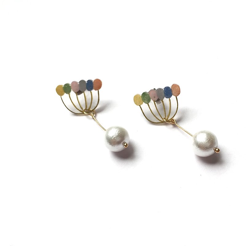 Mysterious Fruit Cotton Pearl Clip-on/Pin Earrings - ต่างหู - พลาสติก 