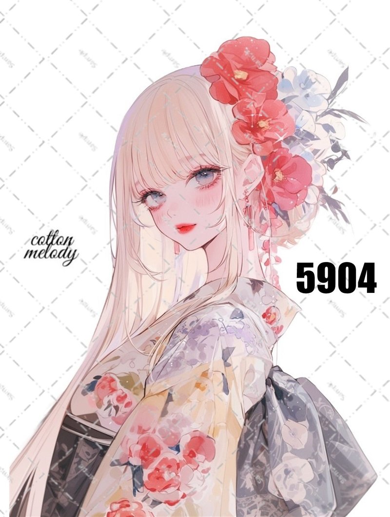 original sticker no.5904 人物ステッカー オリジナルステッカー 人物ステッカー 女の子ステッカー オリジナル人物ステッカー - 貼紙 - 紙 