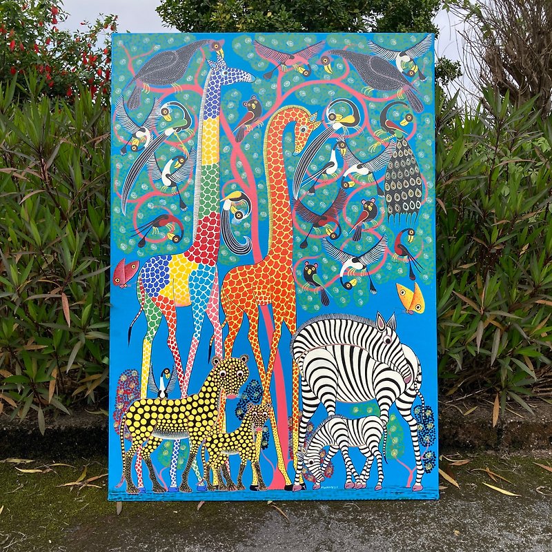 [U841 Colorful Grassland-Mwamedi] African art shipped to Taiwan by air/100x70cm - โปสเตอร์ - วัสดุอื่นๆ 