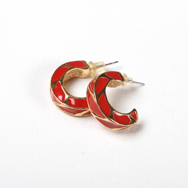 [Earth] vintage red earrings antique earrings antique earrings - Earrings & Clip-ons - Copper & Brass Red