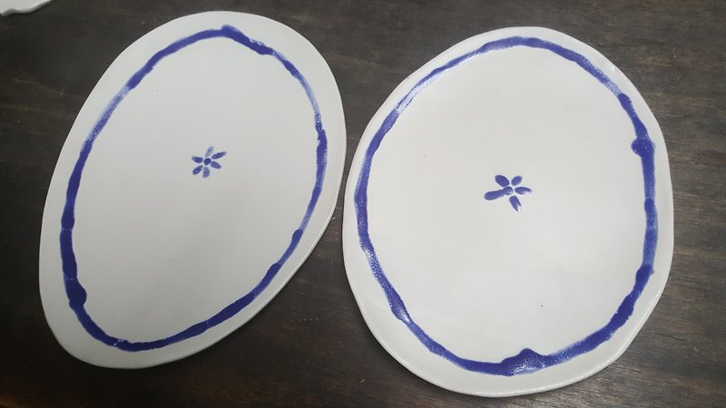 [Five Creative] - Hand Nietao tray - Blue Point - จานเล็ก - ดินเผา 