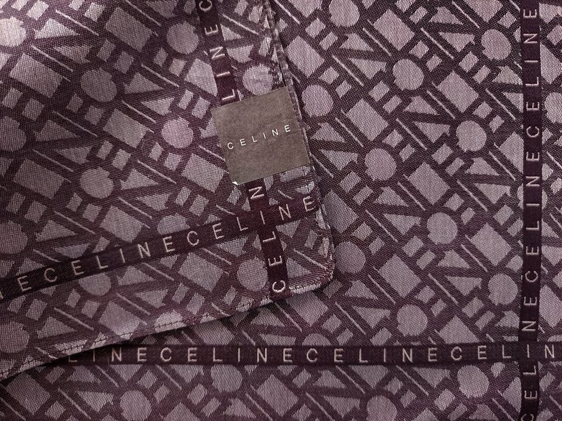 Celine 古董手帕 現代 Logo 圖案設計 19.5 x 19.5 英吋 - 手帕 - 棉．麻 紫色
