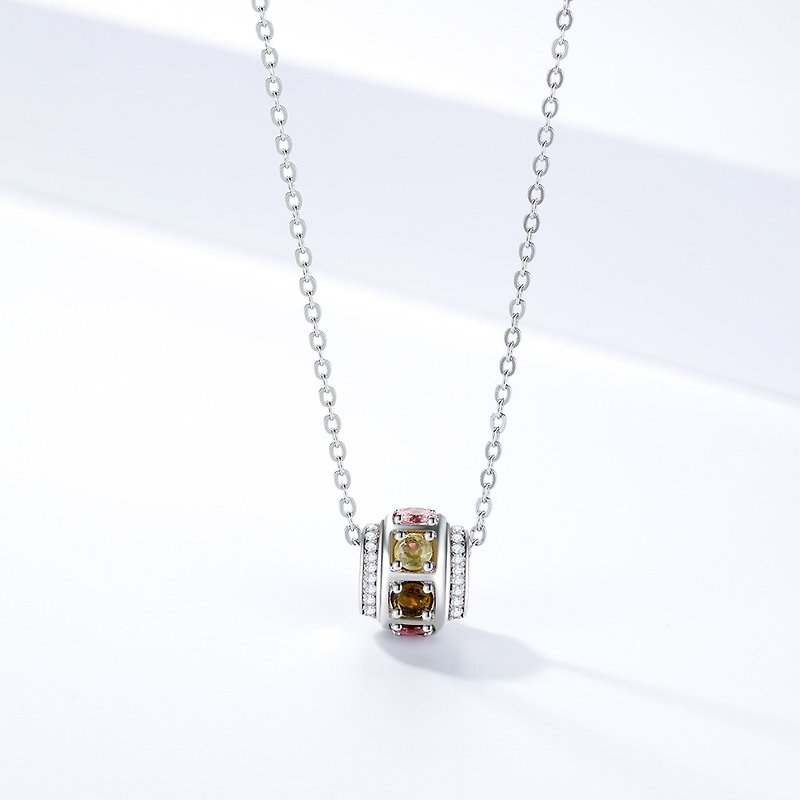 Tourmaline Pendant | 925 Sterling Silver Necklace | Genuine Gemstone Jewellery - Necklaces - Gemstone Multicolor
