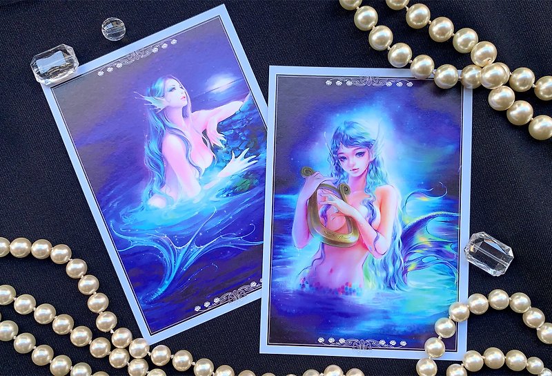 【Limited Edition Postcard】Greek Mythology-Siren's SingingXMAS Gift - การ์ด/โปสการ์ด - กระดาษ สีน้ำเงิน