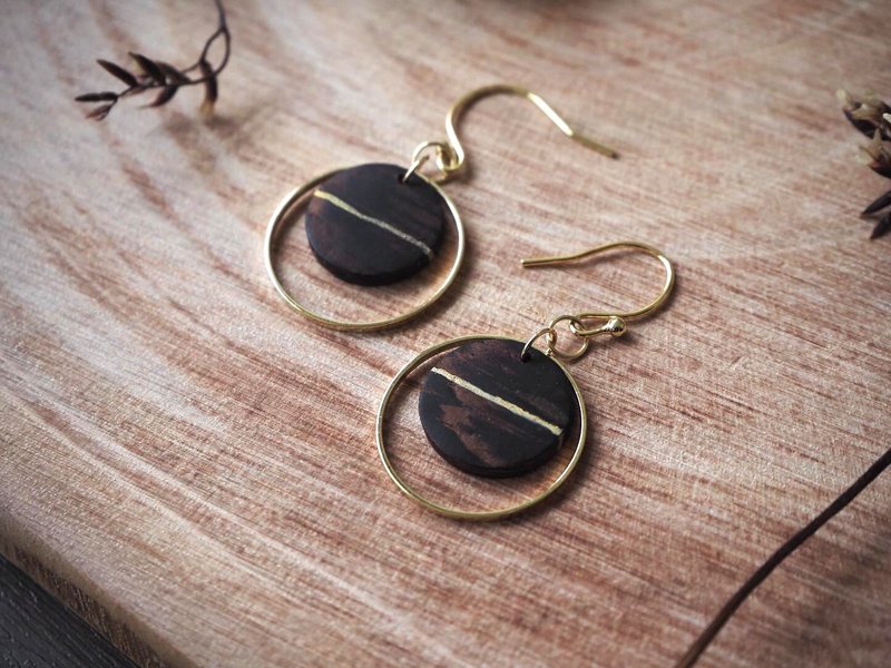 Handmade walnut earrings-Full Moon Series 1 - Earrings & Clip-ons - Wood 