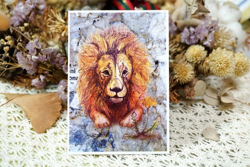 Ringo 溫柔獅─手繪日製動物療癒防水貼紙/小卡片/行李箱/筆電