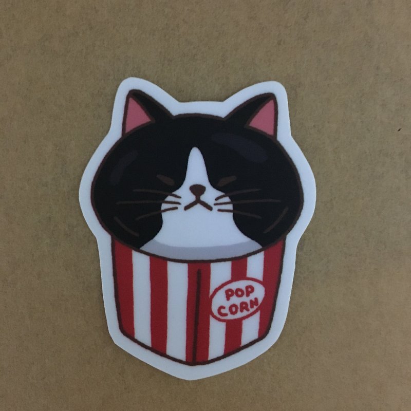 Cat Daily Popcorn Medium Waterproof Sticker SM0065 - Stickers - Waterproof Material Multicolor