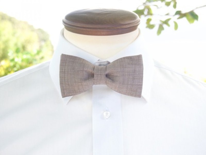 TATAN Japanese style weaving bow tie (gray) - หูกระต่าย/ผ้าพันคอผู้ชาย - ผ้าฝ้าย/ผ้าลินิน สีเทา