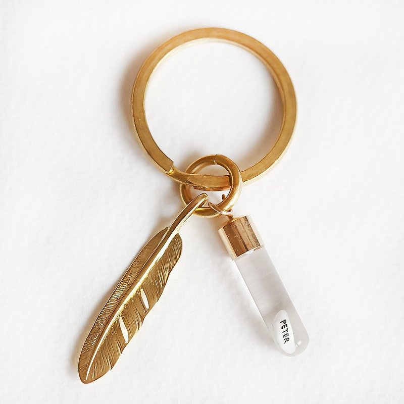 Brass Keychain with Name, Rice Keychain, Custom Keychain - Keychains - Copper & Brass Gold