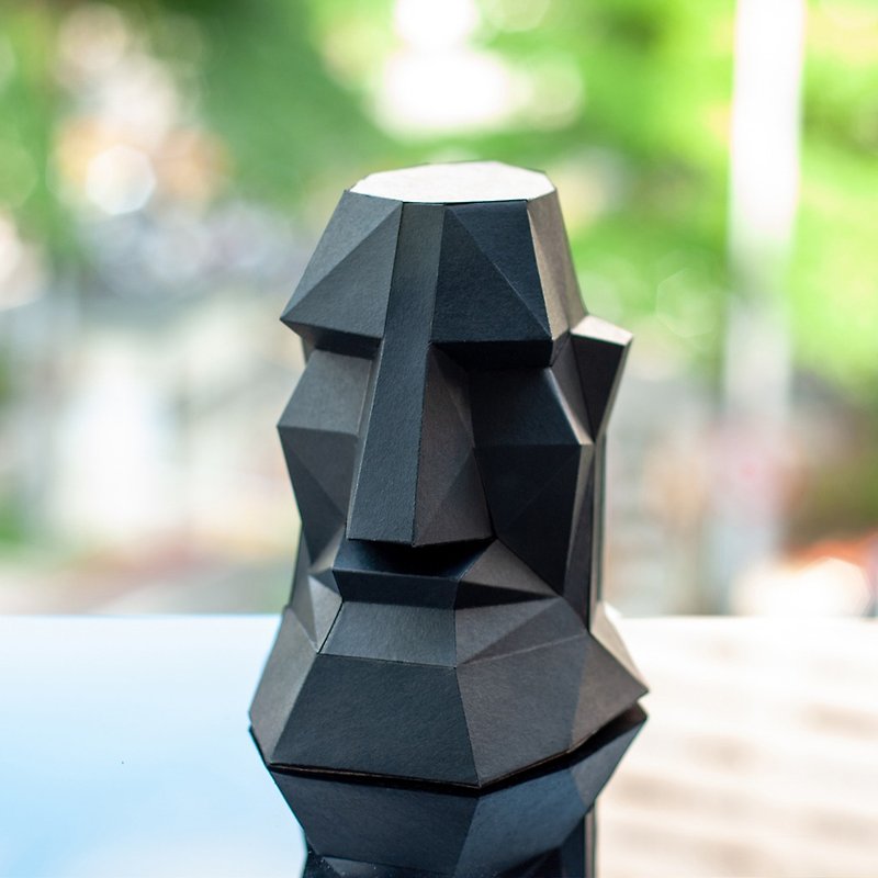 DIY Handmade 3D Paper Model Moai Series-Calm Moai (4 colors optional) - Stuffed Dolls & Figurines - Paper Black