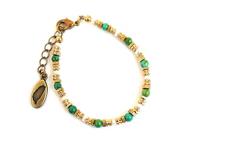 [UNA- excellent Na living hand-made] light yellow Bronze bracelet customized natural Gemstone - สร้อยข้อมือ - โลหะ หลากหลายสี
