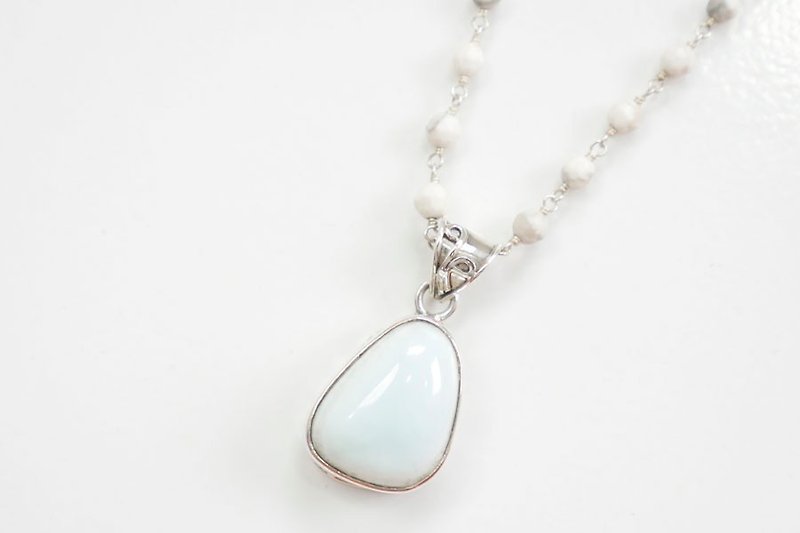 Hemimorphite natural stone long necklace - Long Necklaces - Stone Blue