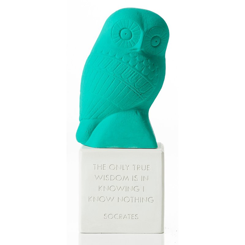 古希臘 貓頭鷹擺飾 Wise Owl (淺綠) - 手工陶製雕像 - 裝飾/擺設  - 陶 綠色