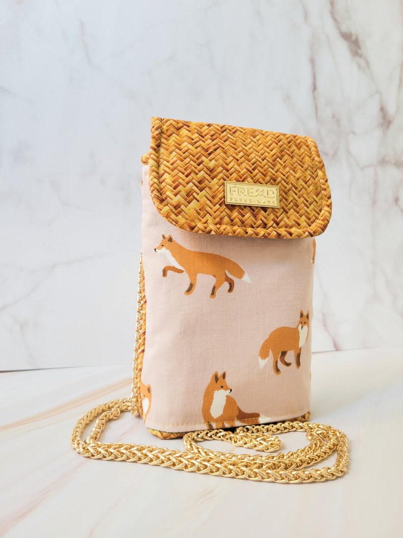 Little fox portable mobile phone bag - Messenger Bags & Sling Bags - Cotton & Hemp Orange