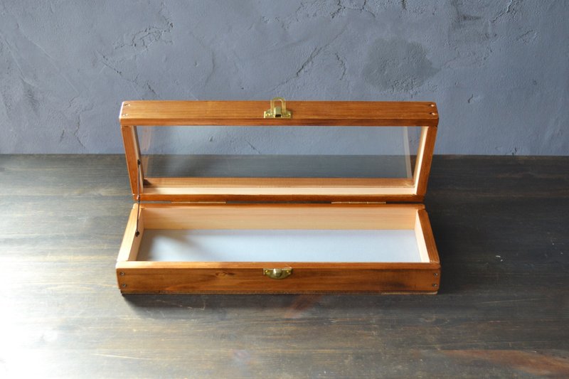 0310mito　日本産ひのきとクリアガラスのコレクションケース 　GRAYベロア - 居家收納/收納盒/儲物盒 - 玻璃 咖啡色