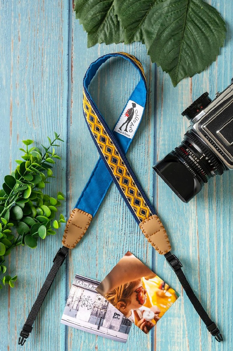 Missbao Handmade Workshop - Hand-sewn multi-purpose strap for stress relief - suitable for mobile phones, cameras, bags and water bottles - กล้อง - ผ้าฝ้าย/ผ้าลินิน สีเหลือง