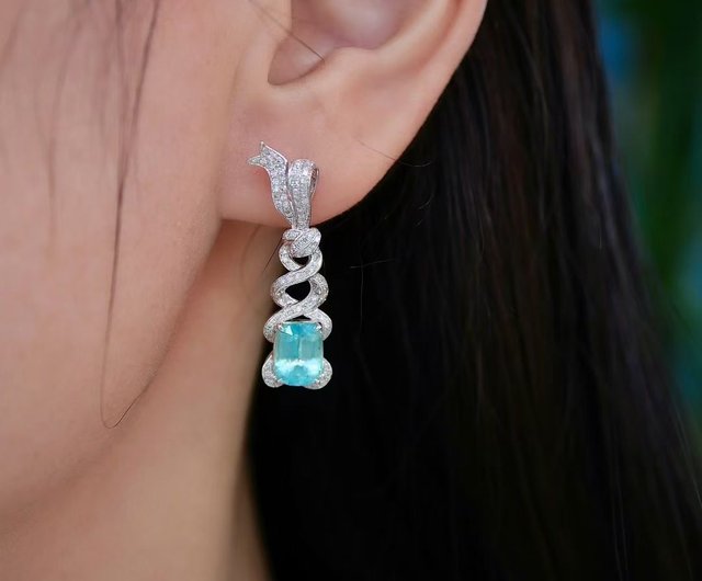 パライバトルマリン ピアス 3.47カラット - ショップ 台北