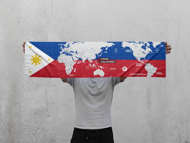 世界地図製造スポーツタオルを作る（フィリピン） - タオル・バスタオル - ポリエステル 