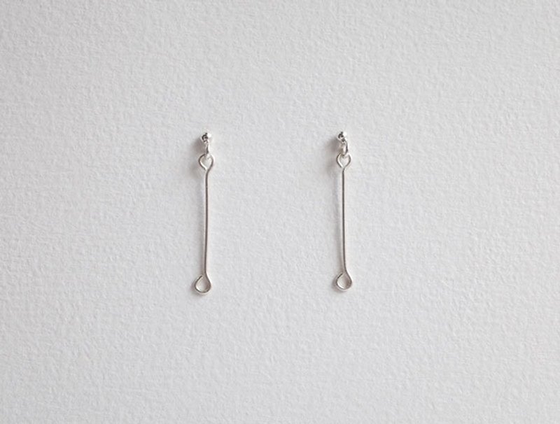 Ni.kou sterling silver line pendant ear pin. ear hook - ต่างหู - โลหะ 