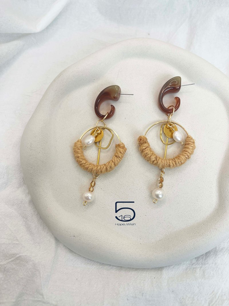 Pearl ethnic style - Earrings & Clip-ons - Cotton & Hemp 