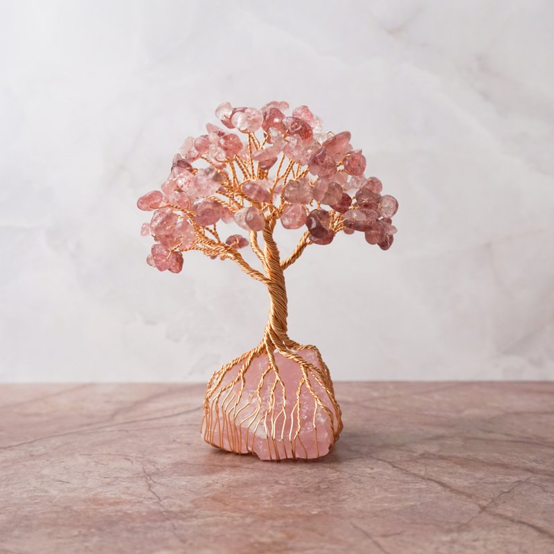 永生水晶樹 // 草莓晶粉晶 // 內在療癒 好人緣 桃花 貴人運 - 擺飾/家飾品 - 水晶 粉紅色