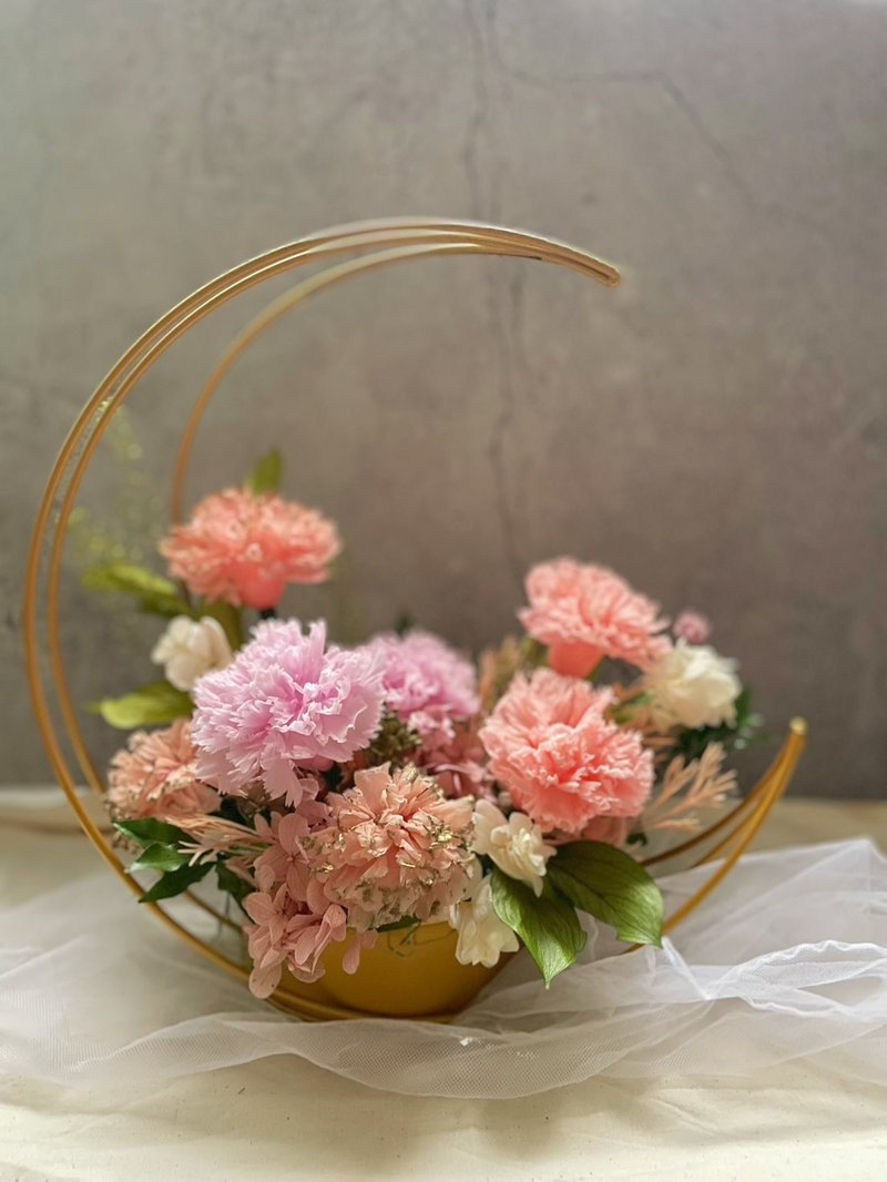 【永生花禮】康乃馨永生花籃/永生花禮/開幕花禮/升遷花禮 - 乾燥花/永生花 - 植物．花 多色