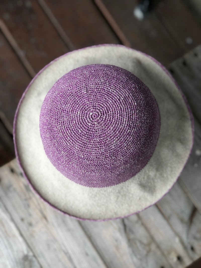 Two-tone flax fiber woven hat - Hats & Caps - Cotton & Hemp Purple