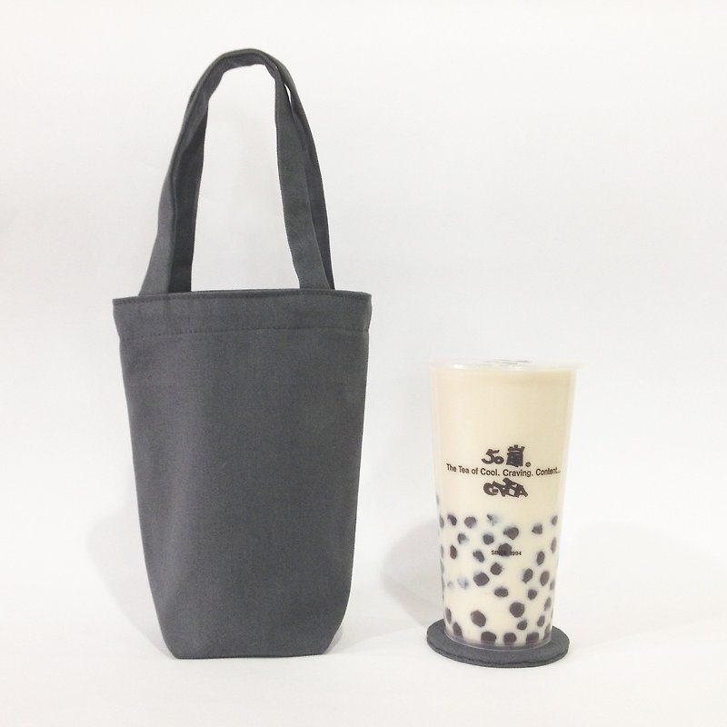 Beverage bag with coaster / tin ash - ถุงใส่กระติกนำ้ - ผ้าฝ้าย/ผ้าลินิน สีเทา