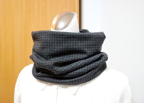 S.K.der手作 小格紋 保暖圍脖 短圍巾 頸套 雙面雙色 男女均適用