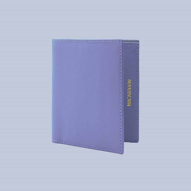Custom Hot Name Genuine Leather Lavender Purple Short Clip Wallet Card Holder Silver Card Holder - กระเป๋าสตางค์ - หนังแท้ สีม่วง