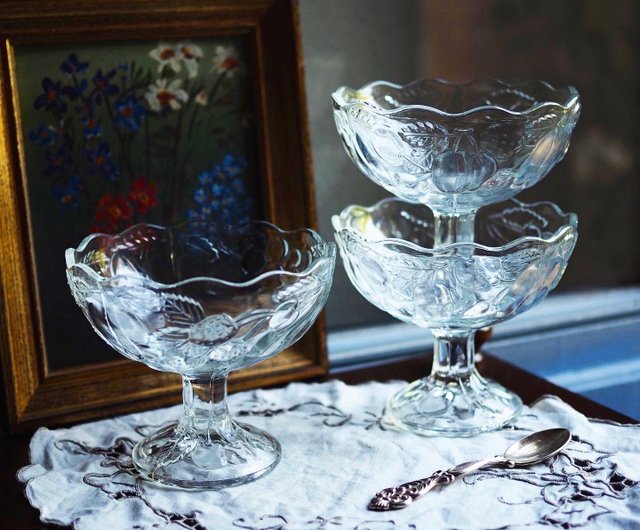 IKI-503 フランスアンティーク ガラス フルーツボウル フラワーベース