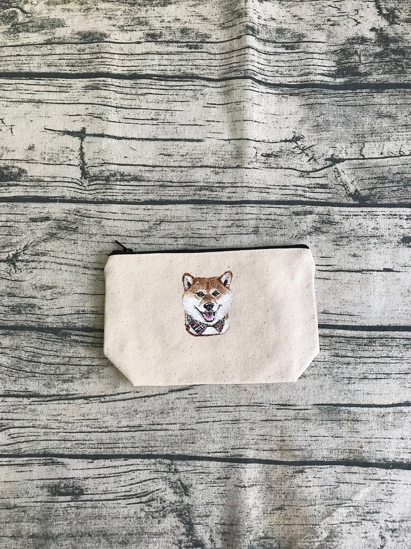 |Hand-painted Shiba Inu | Cosmetic Bag - Toiletry Bags & Pouches - Cotton & Hemp 