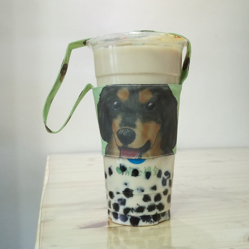 Two-color sausage-double-sided beverage cup set-dog sketch series~double-sided beverage bag - Beverage Holders & Bags - Polyester 