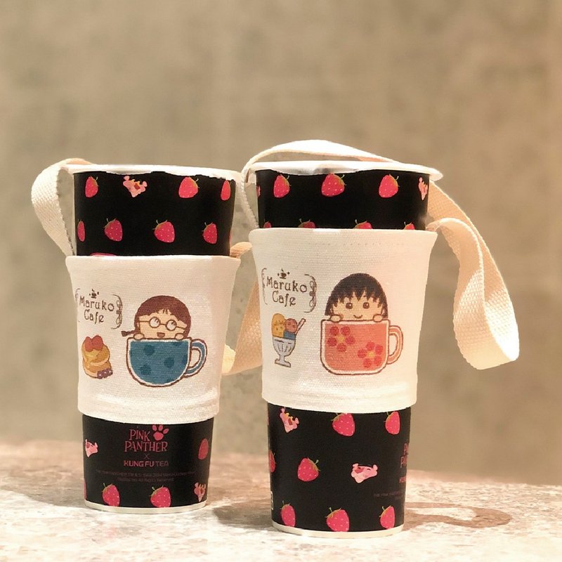 【Pinkoi x 櫻桃小丸子】帆布飲料提袋 - 飲料提袋/杯套/杯袋 - 棉．麻 