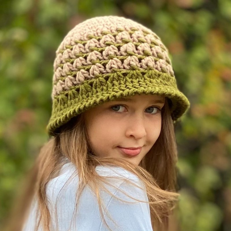 Bucket hat CROCHET PATTERN/The Charlotte Bucket Hat/1-3 years up to adult sizes - 編織/刺繡/羊毛氈/縫紉 - 羊毛 咖啡色