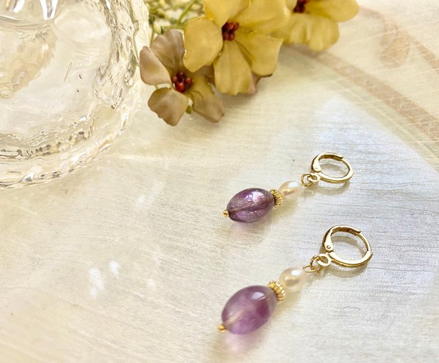 Purple Amethyst sold 14K Gold Filled Flower Handmade Earrings