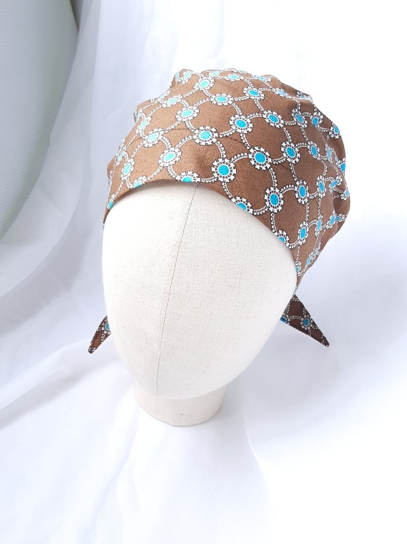 Dark brown polka dot triangle bandana hat - Headbands - Cotton & Hemp Brown