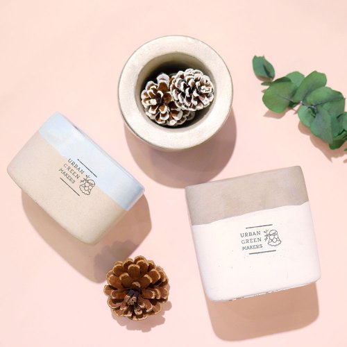 URBAN GREEN MAKERS (Taiwan) 方型手工盆器組合 粉藍+簡約白